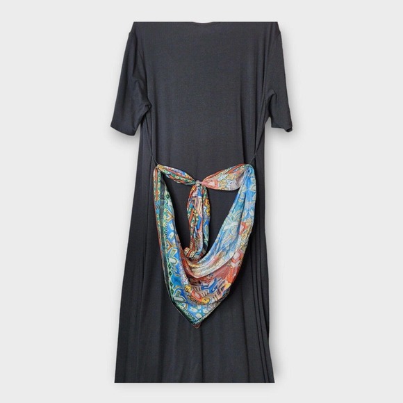 Johnny Was Calme Scarf Tie Black Maxi Long Dress Size XL - Picture 5 of 6